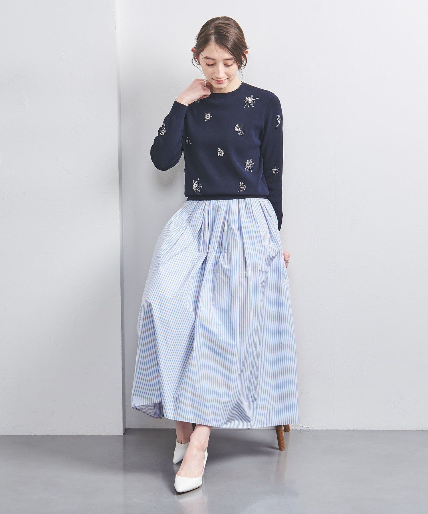 UNITED ARROWS LTD. OUTLET｜フラワー ビジュー ロングスリーブ ニット