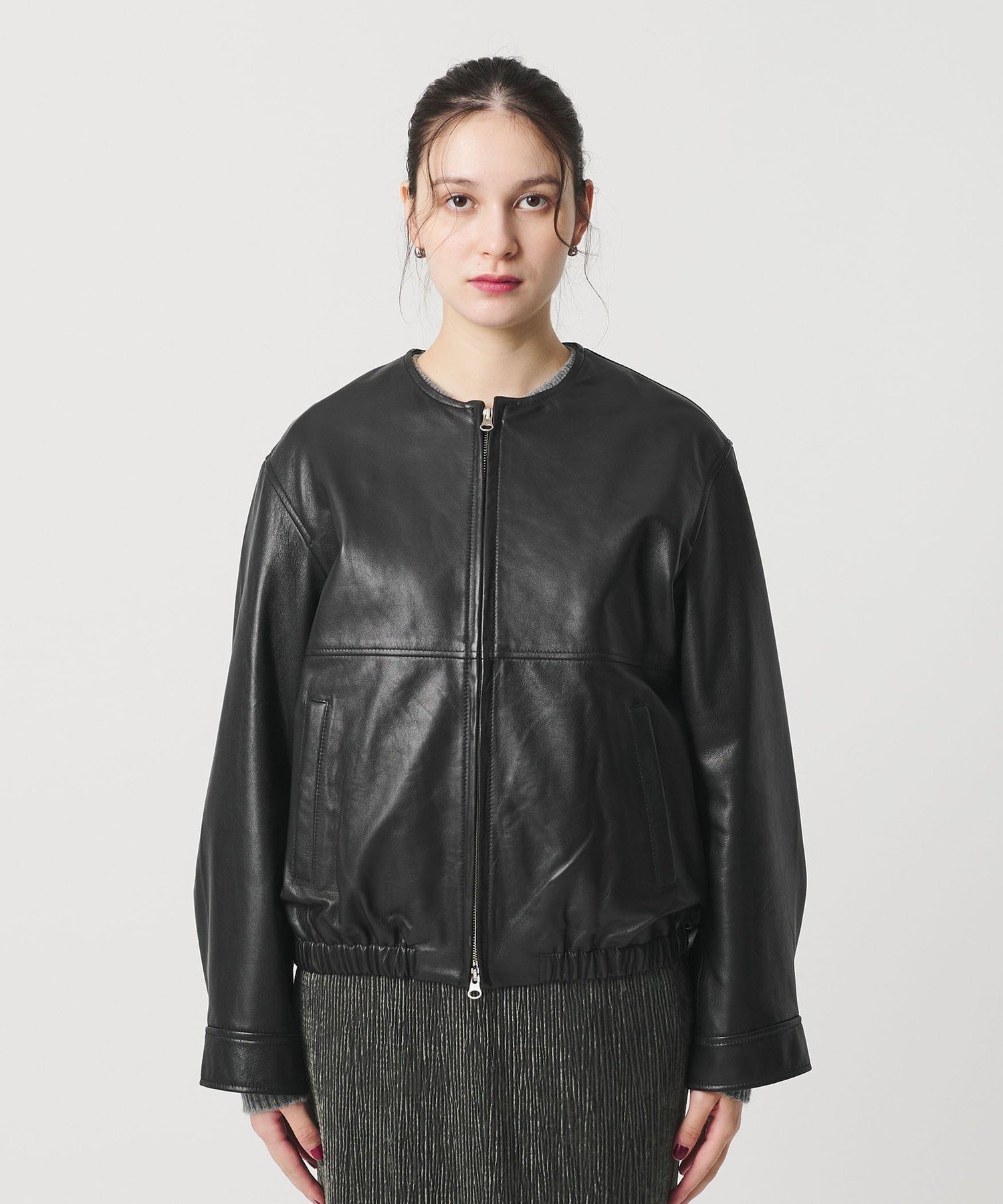 BEAUTY&YOUTH UNITED ARROWS｜シープレザー ノーカラージップブルゾン