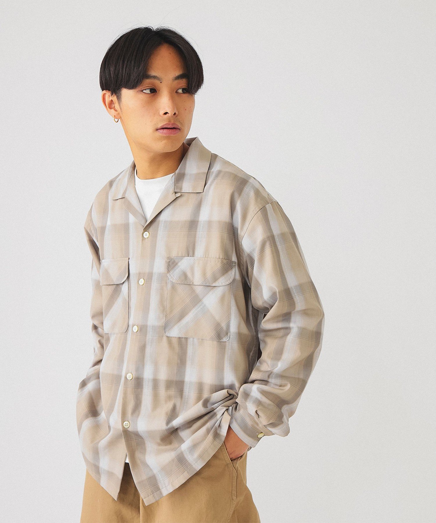 BEAMS OUTLET｜BEAMS / オンブレチェック オープンカラー シャツ
