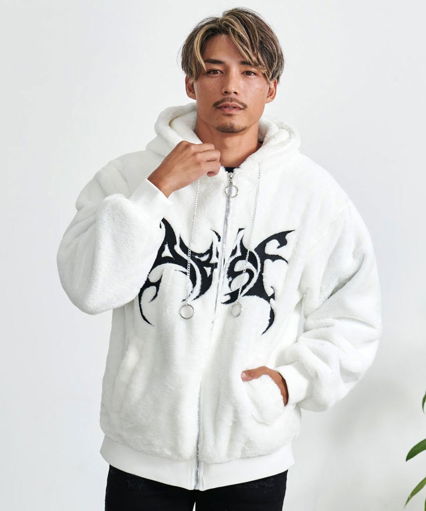 SILVER BULLET｜SB select トライバル刺繍ファー長袖パーカー