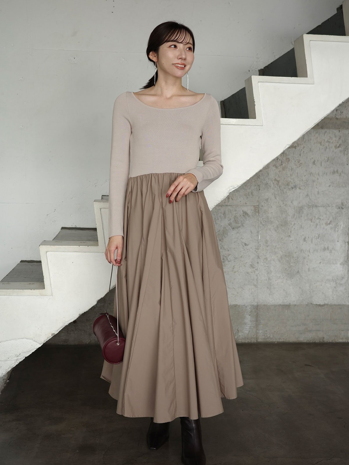 anuans｜ニットドッキングフレアワンピース | Rakuten Fashion(楽天