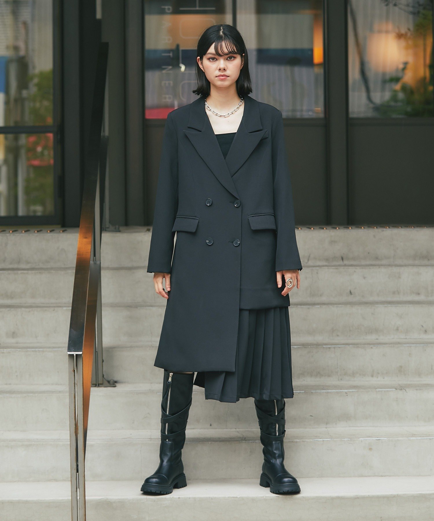 SMILE ORCHID｜左右非対称テーラードロングジャケット | Rakuten