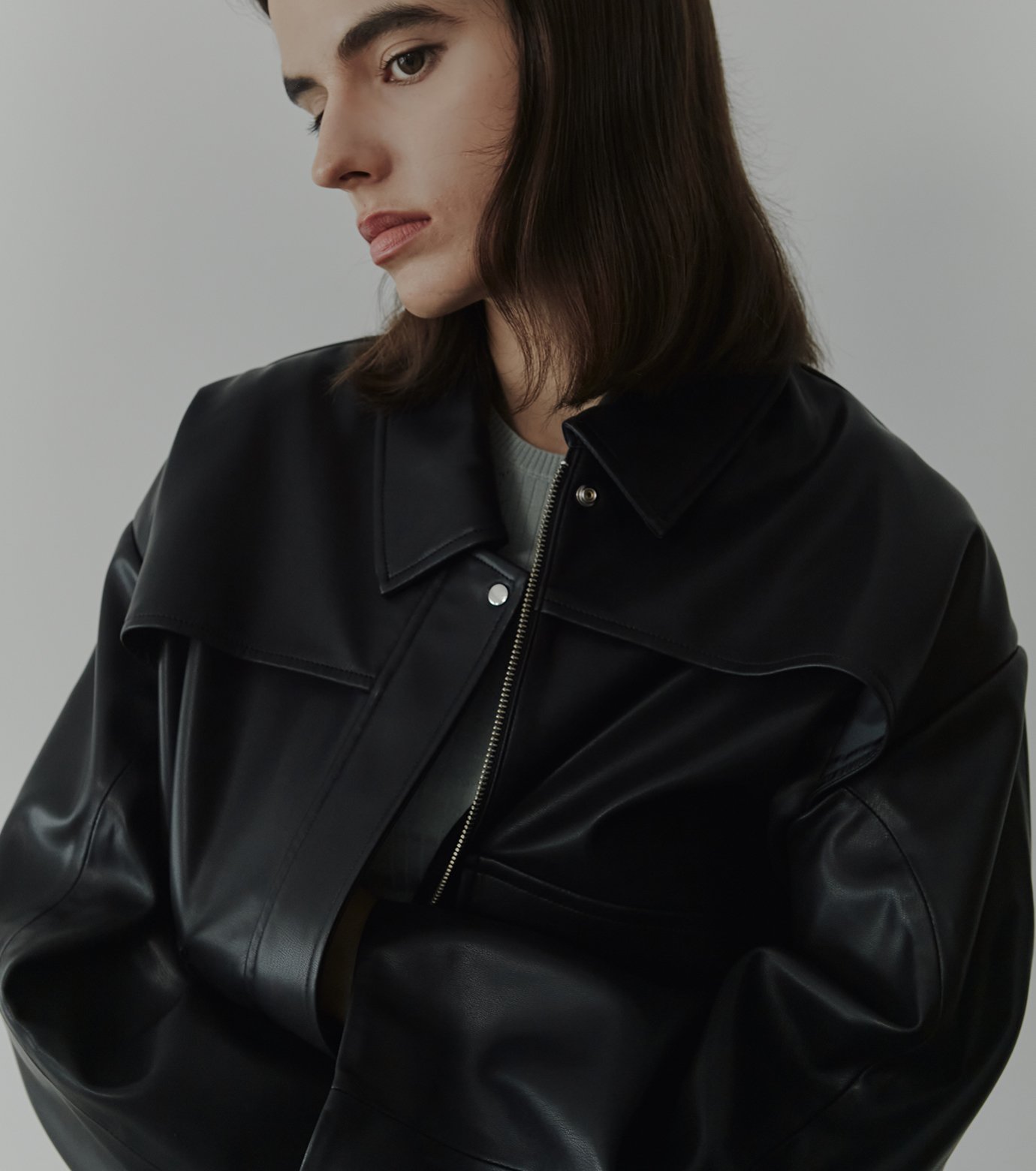 LE CIEL BLEU｜フェイクレザーブルゾン / Faux Leather Blouson