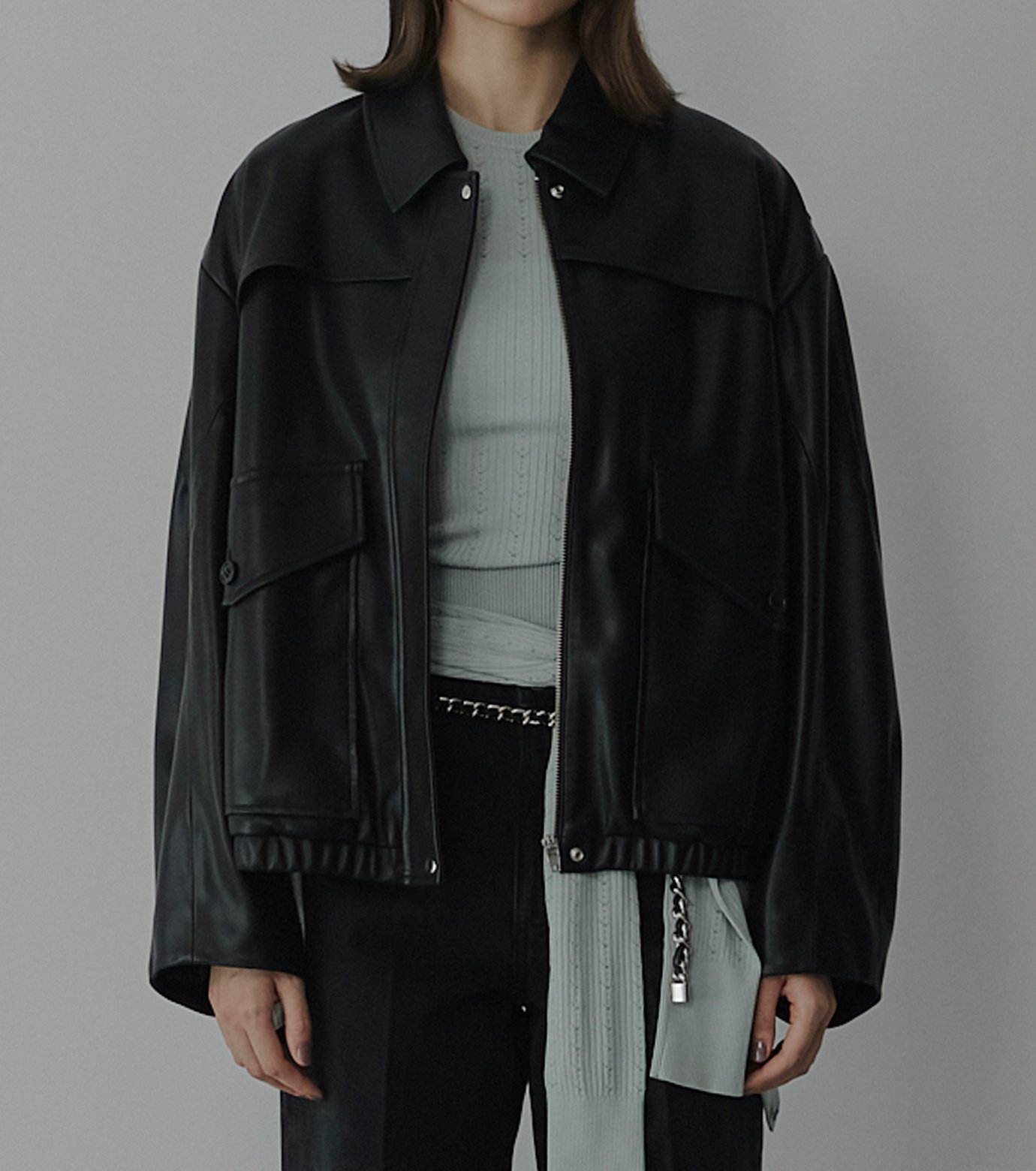 LE CIEL BLEU｜フェイクレザーブルゾン / Faux Leather Blouson