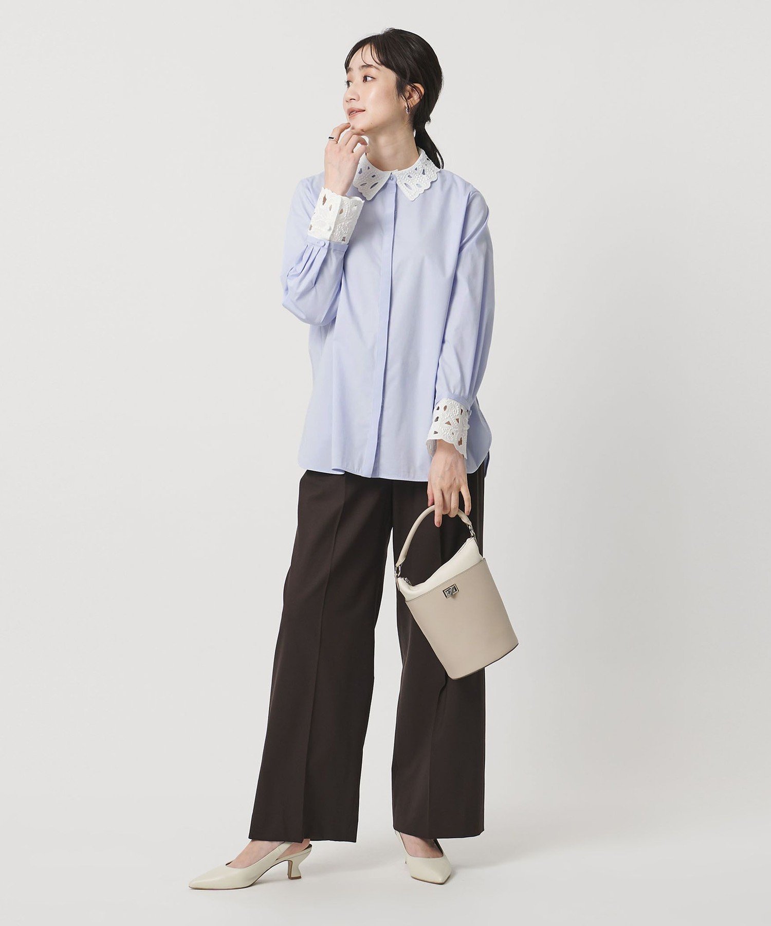 UNITED ARROWS｜エンブロイダリー カラー シャツ -ウォッシャブル