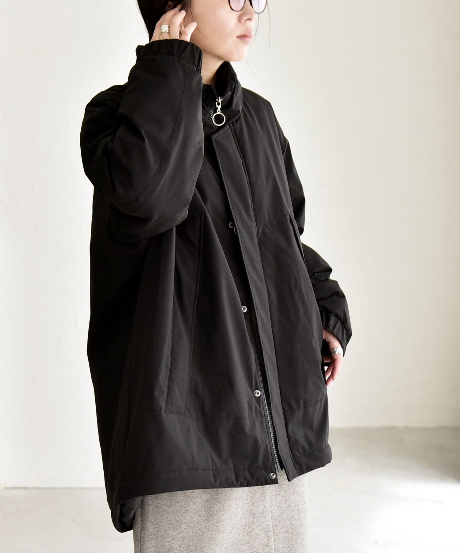 quaranciel 中綿 スタンドカラー ダブル ジップ モンスター コート SHIPS｜quaranciel:<撥水加工>中綿 スタンドカラー ダブル ジップ