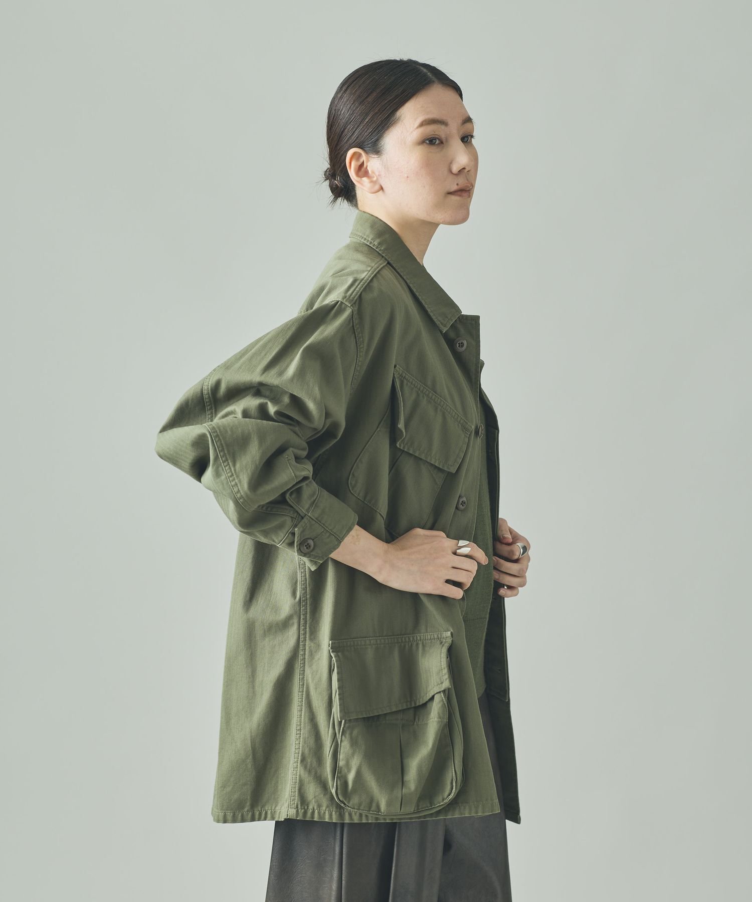 美品　Curensology 〈＆RC〉ファティーグジャケット　カーキ Curensology｜<&RC>ヴィンテージライクファティーグジャケット