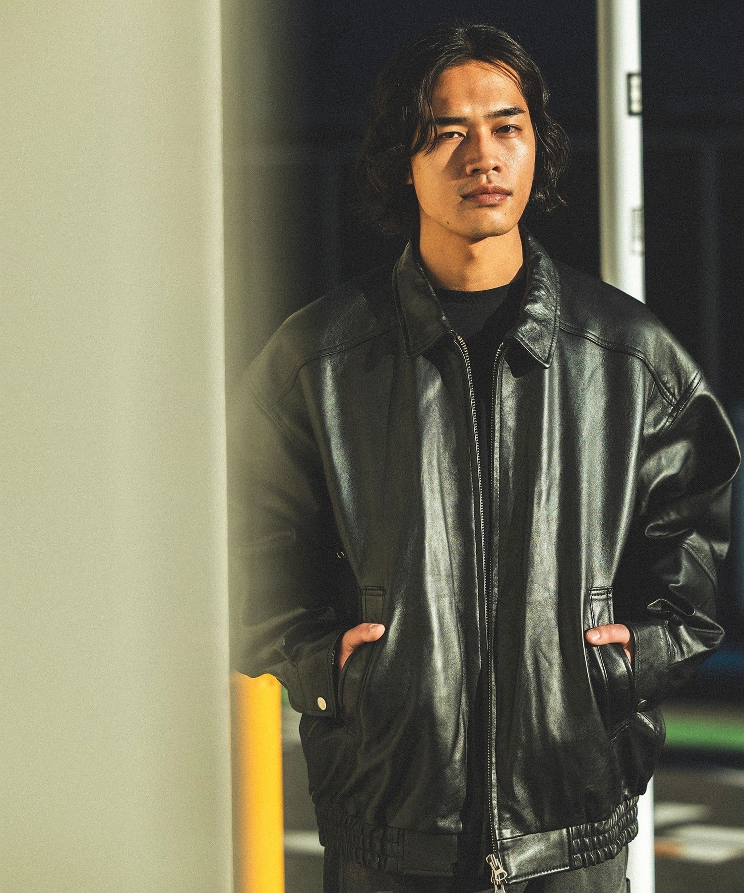 BEAMS MEN｜ワイドフィット 4ポケット レザー ブルゾン 25AW ゆったり