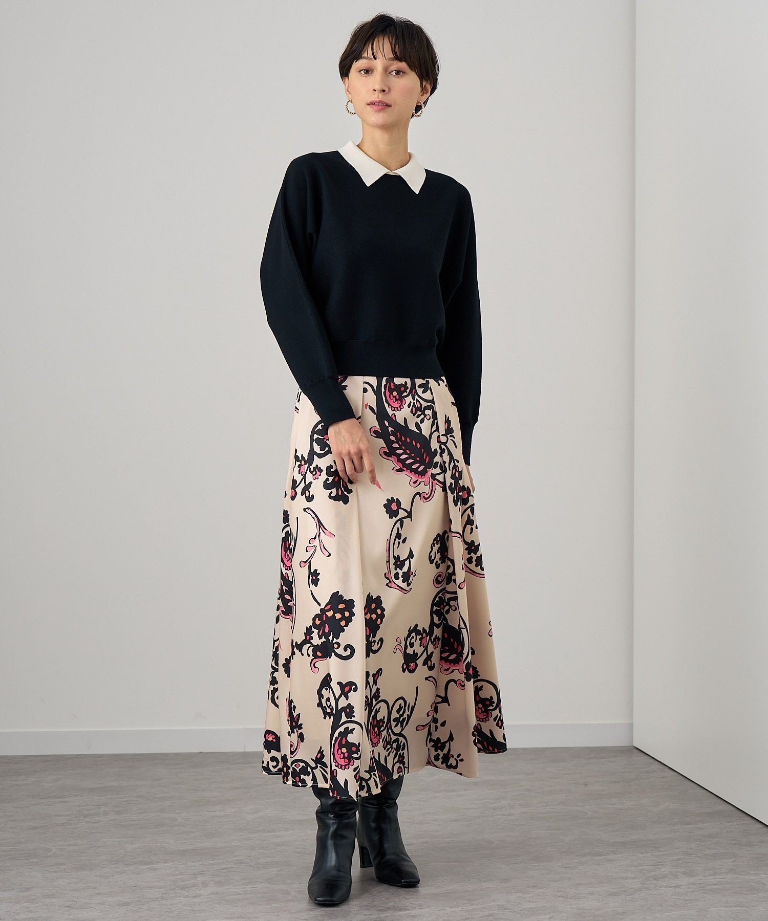 ANAYI｜アラベスクプリントタック スカート | Rakuten Fashion(楽天