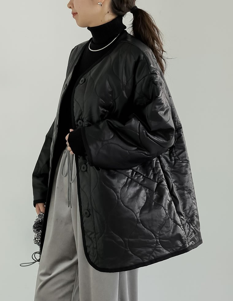 Re:EDIT｜フェイクレザーキルティングジャケット | Rakuten Fashion