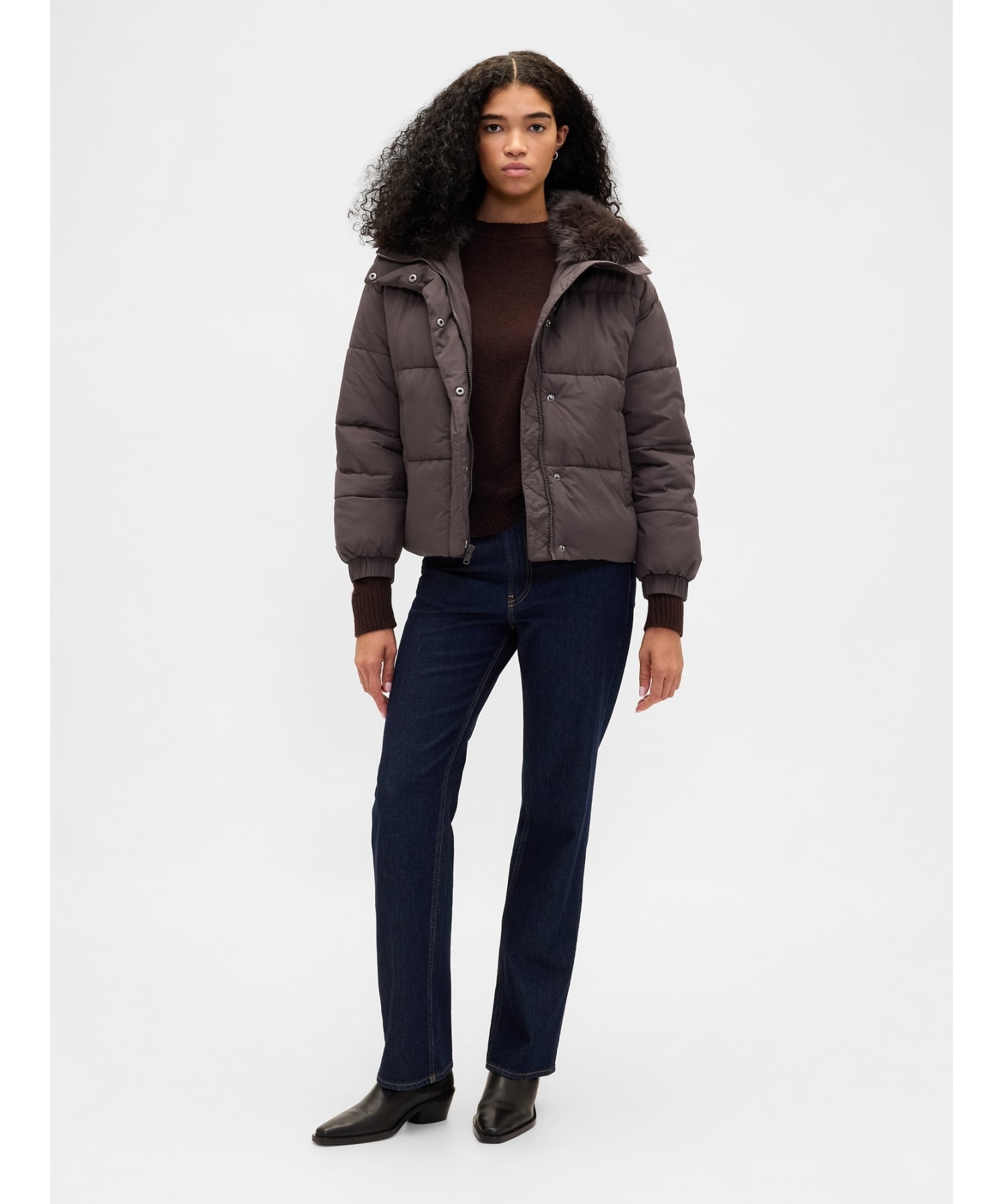 GAP｜(W)フェイクファートリミング パファージャケット | Rakuten