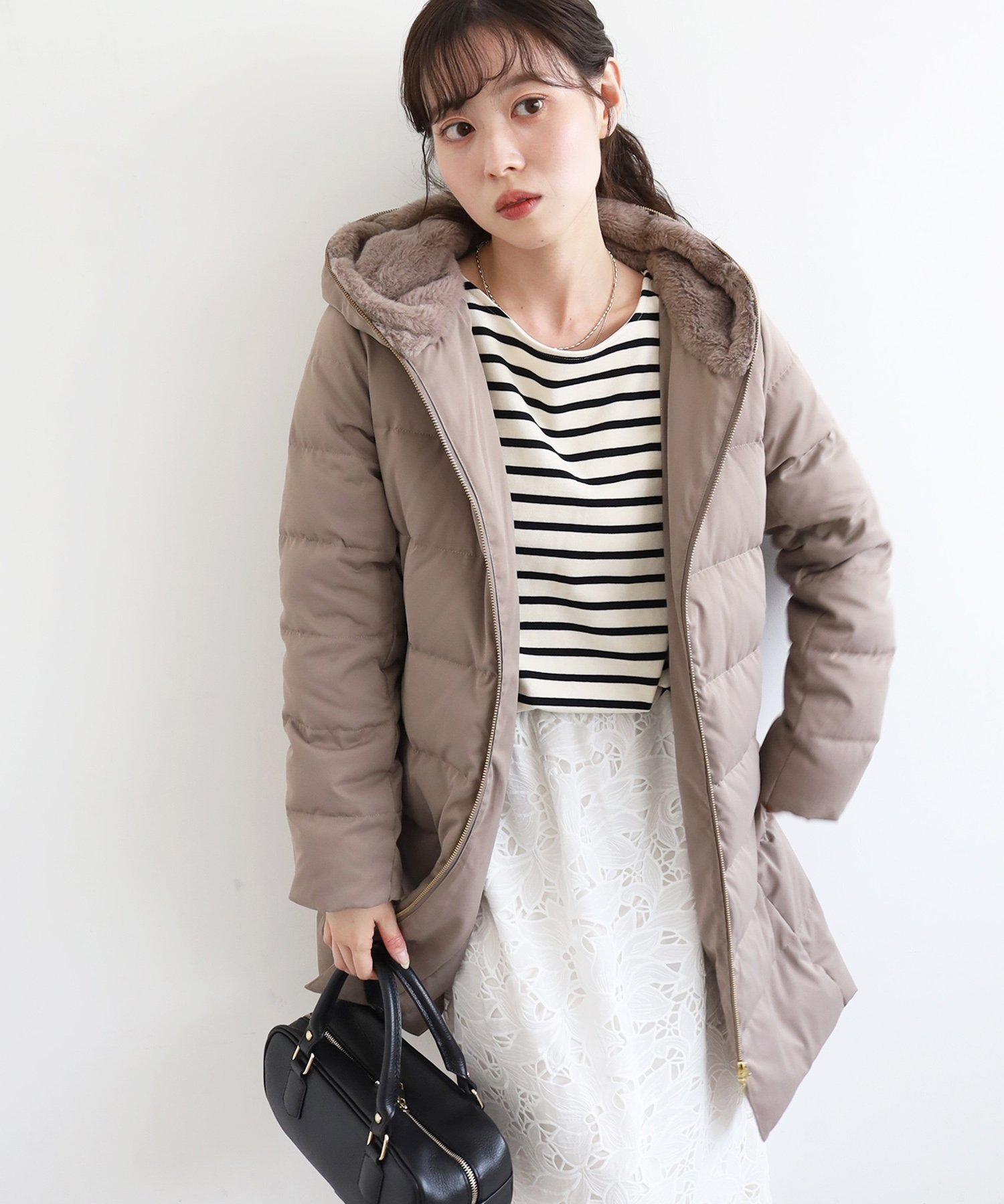le.coeur blanc｜ファーフードロングダウン | Rakuten Fashion(楽天