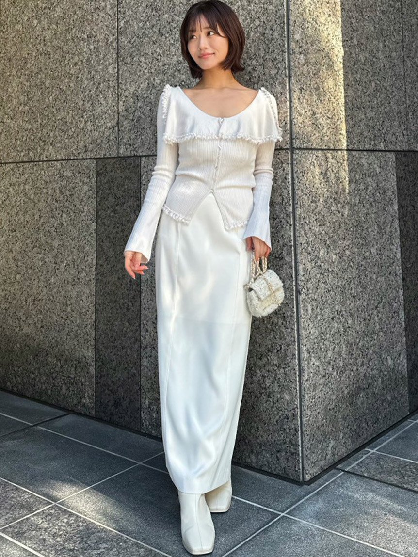 SNIDEL｜Sustainableビッグカラーレーストリムニットプルオーバー