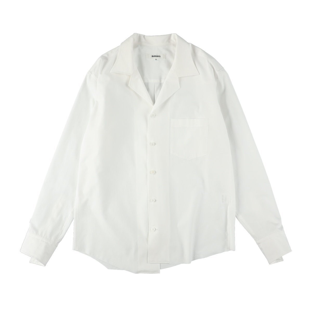 sulvam アシンメトリーダブルカラー長袖シャツ 台襟アシンメトリーシャツ | sulvam