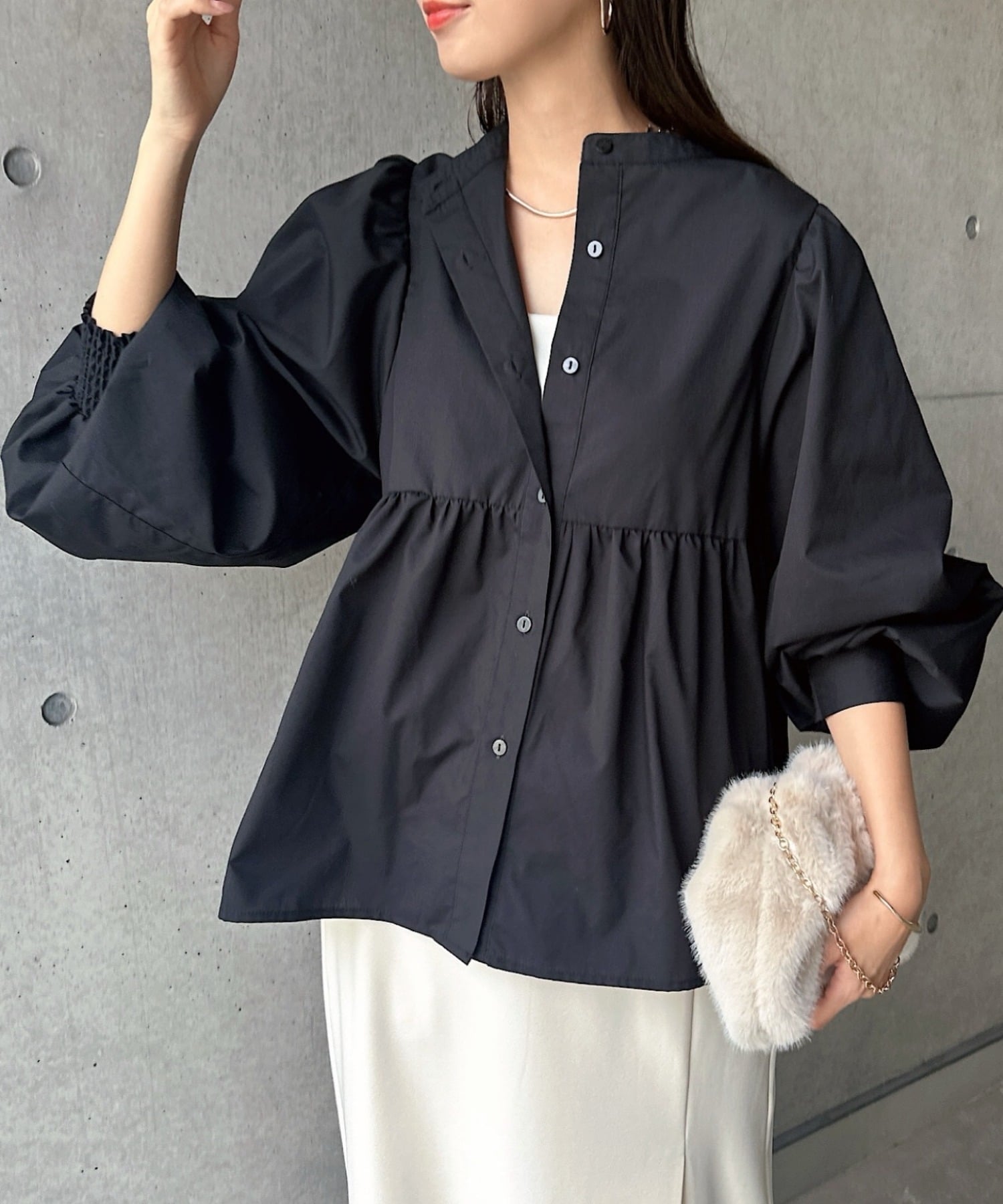 andme｜2way ボリューム 長袖 ペプラム シャツ ブラウス | Rakuten