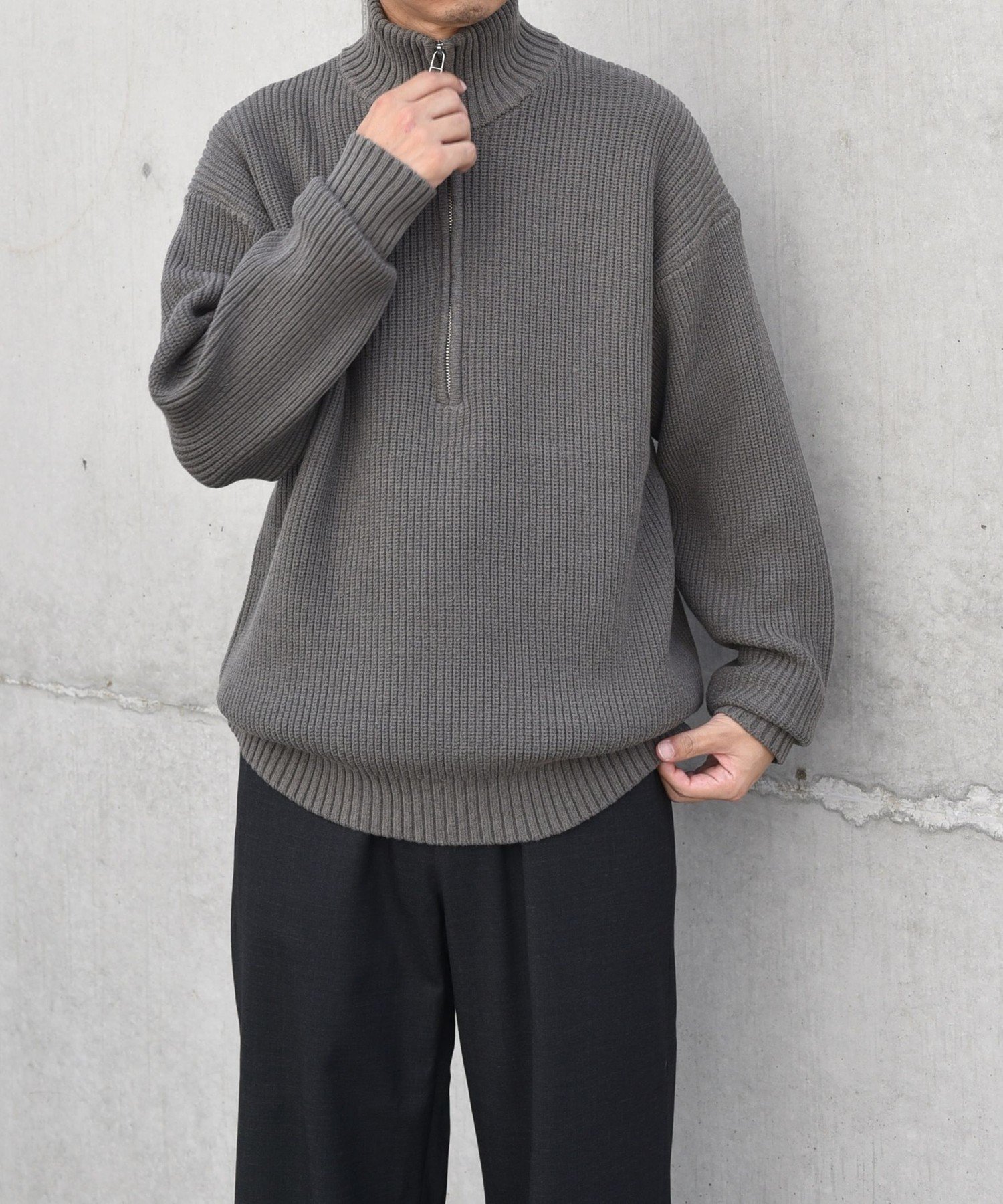【新品未使用】chamiリメイクU.S. ARMY ケーブルニット ハーフジップ FRED PERRY（フレッドペリー） ハーフジップ ケーブル ニット