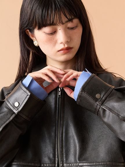LILY BROWN｜ヴィンテージフェイクレザーブルゾン | Rakuten Fashion