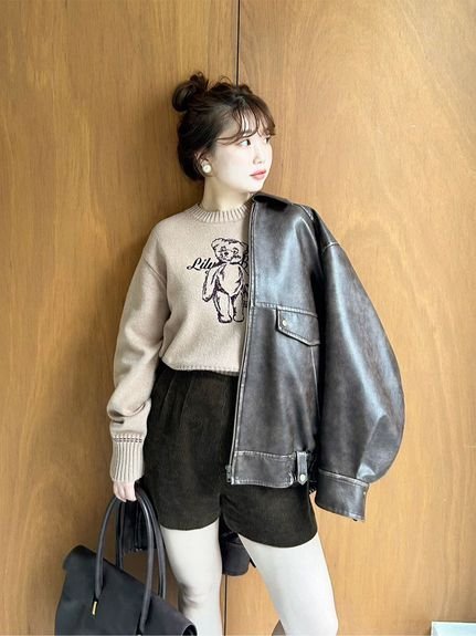 LILY BROWN｜ヴィンテージフェイクレザーブルゾン | Rakuten Fashion