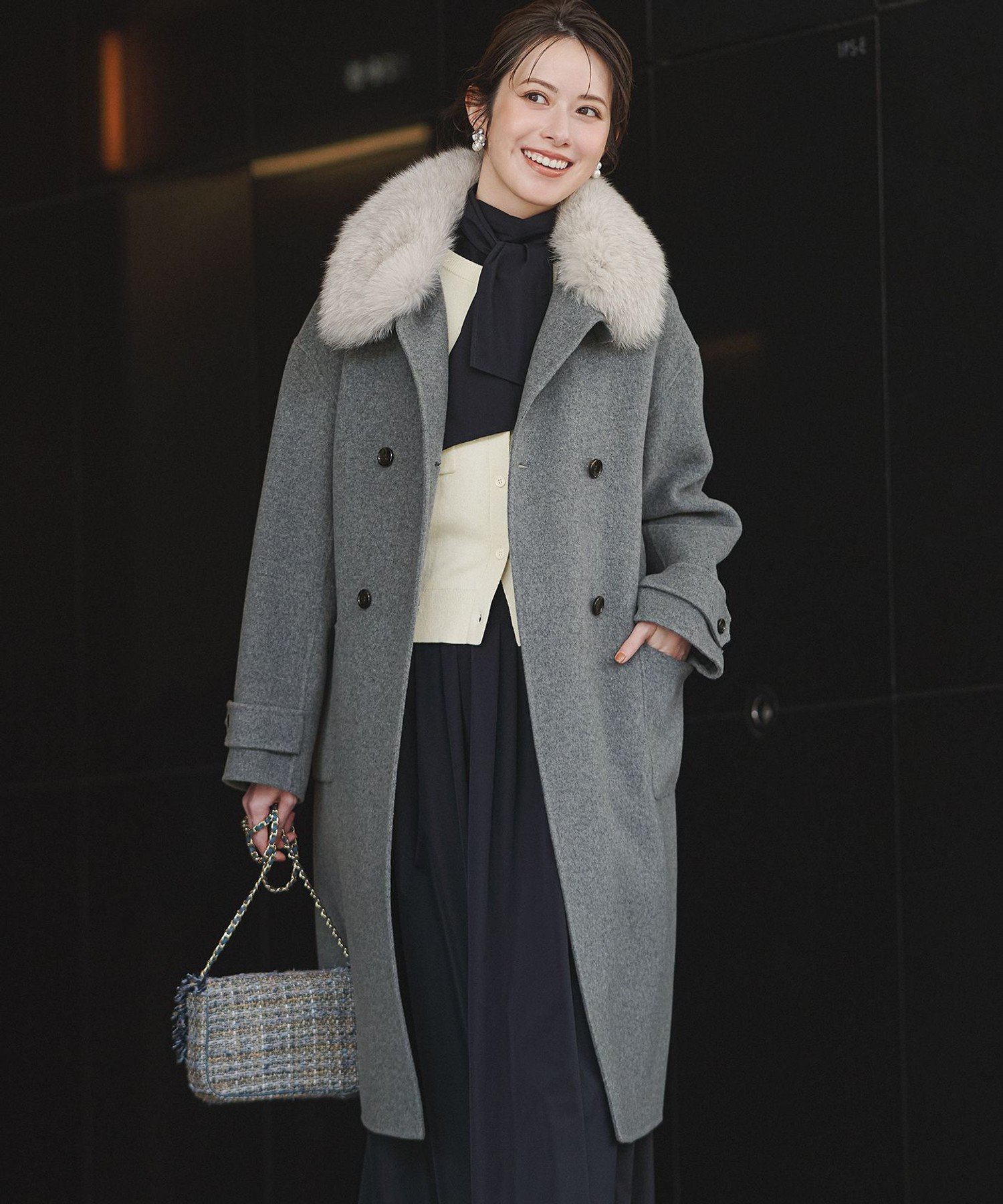 23区｜【VERY掲載】MANTECOPureリバー スタンドカラーコート | Rakuten