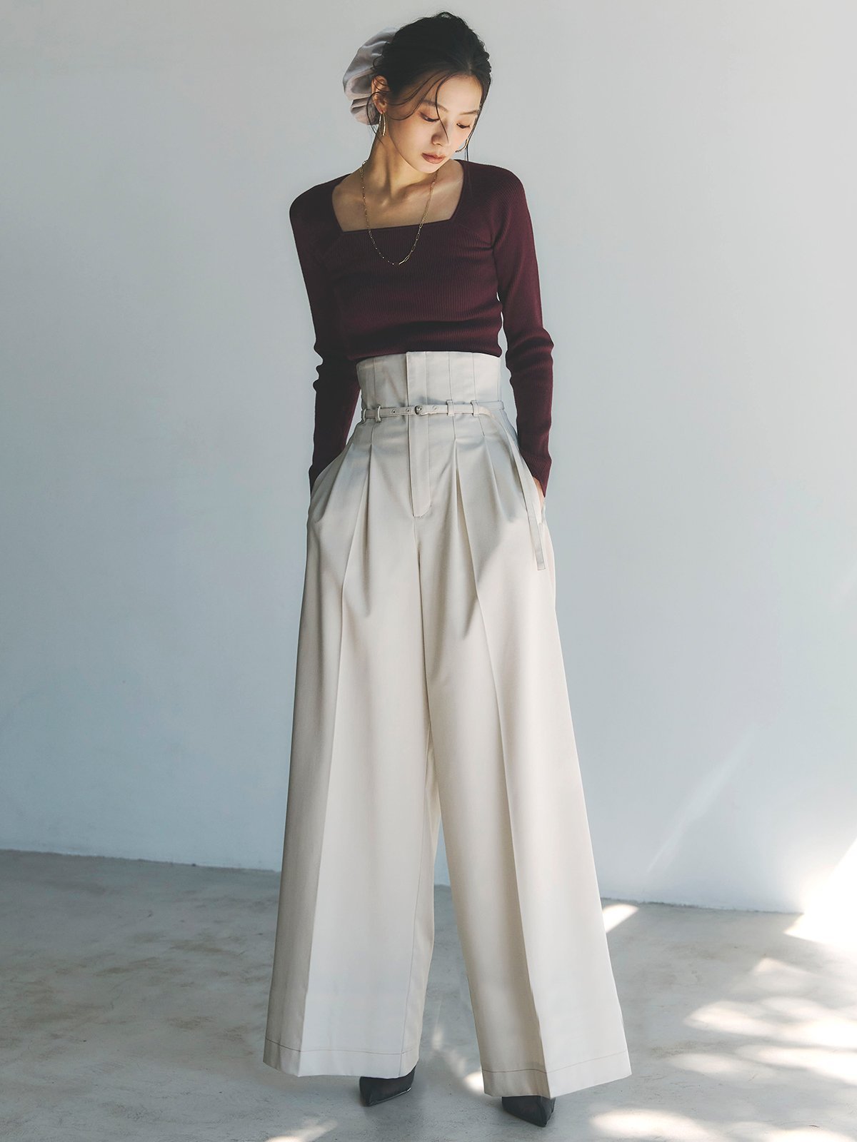 anuans｜シルクカシミアブレンドデコルテリブニット | Rakuten Fashion