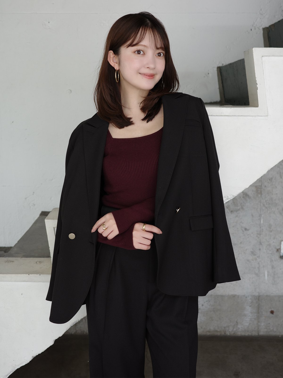 anuans｜シルクカシミアブレンドデコルテリブニット | Rakuten Fashion