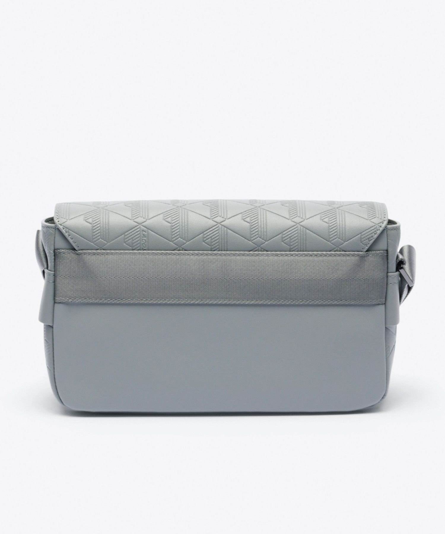 LACOSTE｜モノグラム スプリットレザーフラップクローズサッチェル