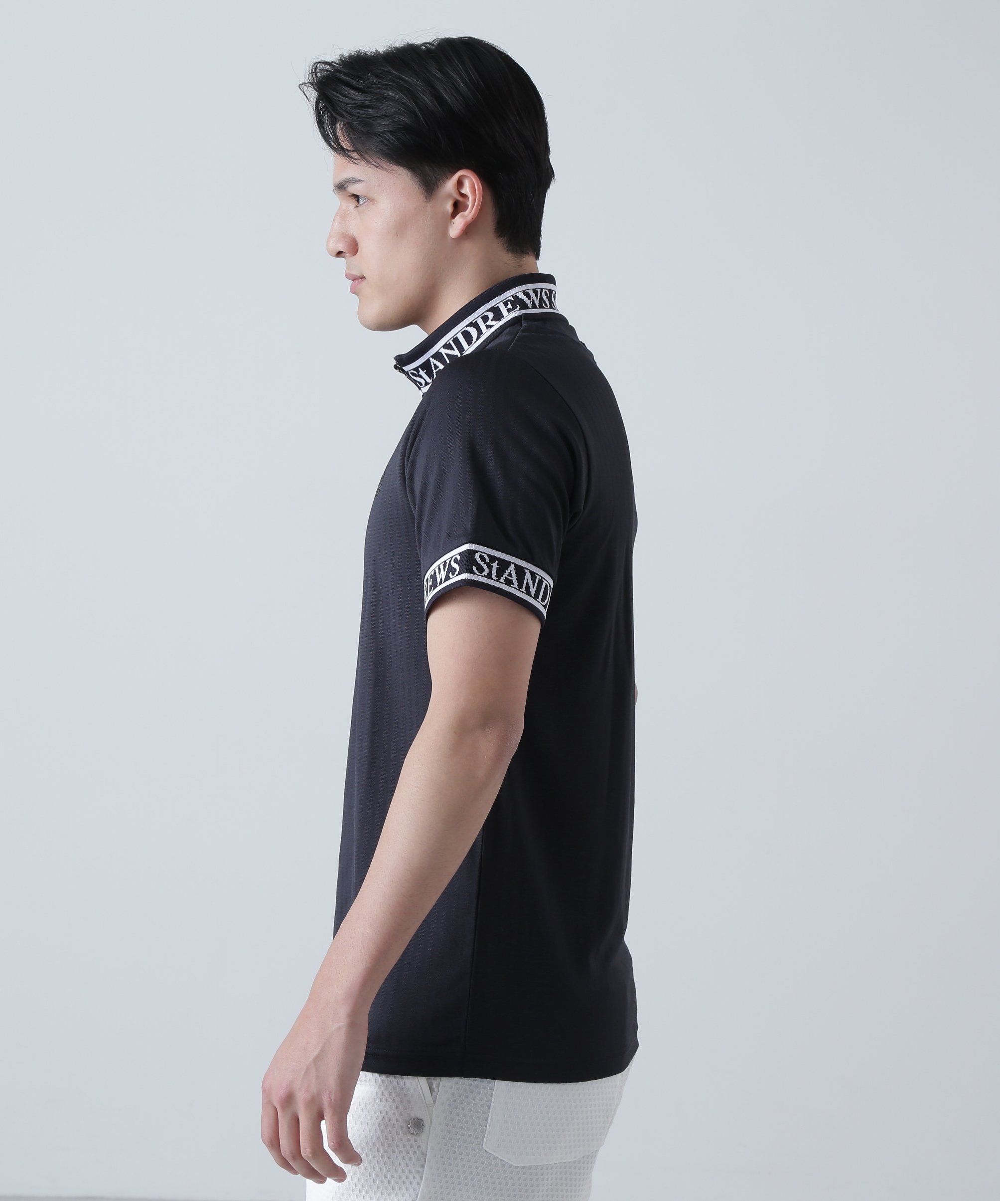 St ANDREWS｜ベアサッカージャガード半袖ハーフジップアップカットソー