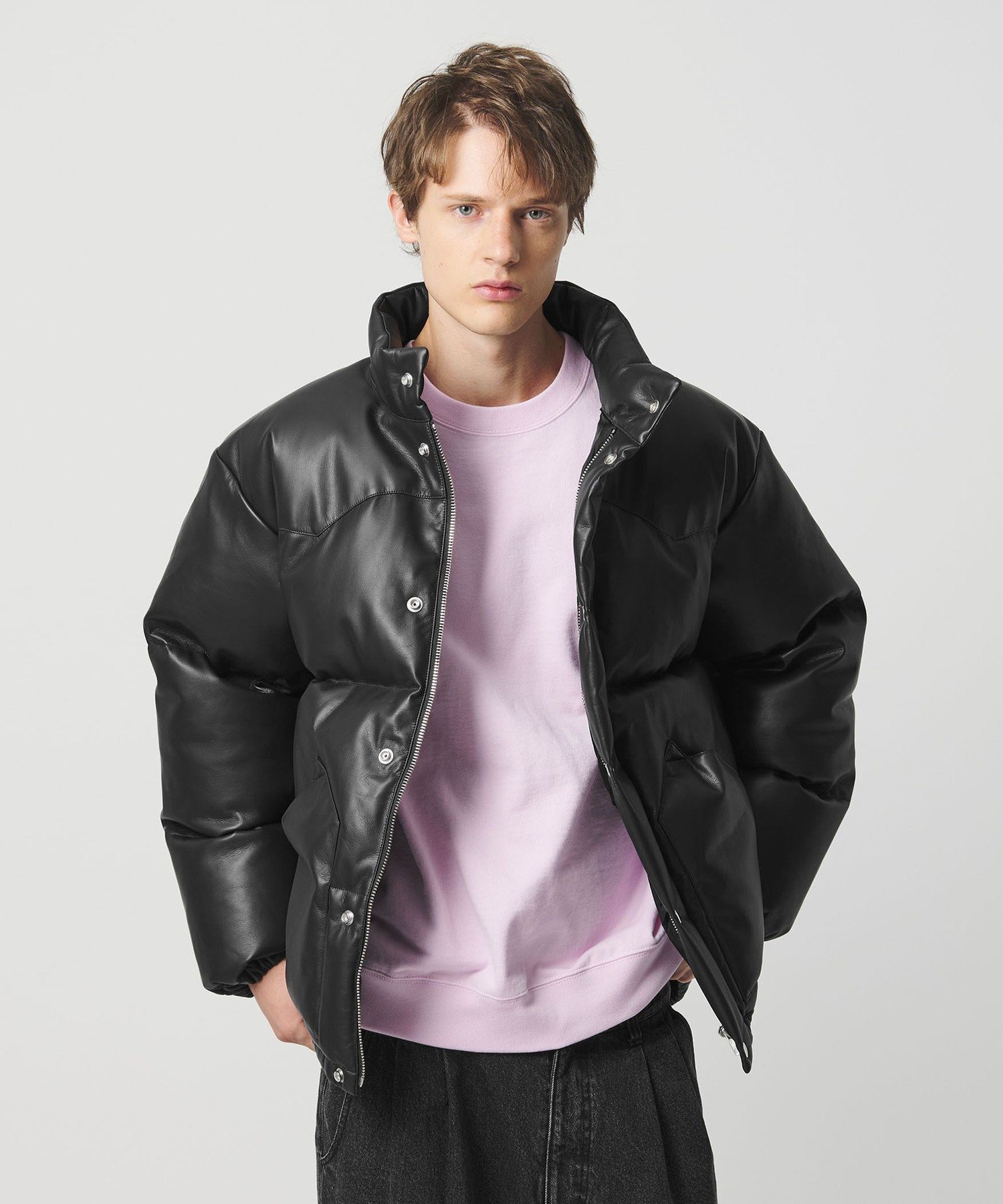 整*理様 h.ANARCHY変形黒ライダースダウンジャケット レザーダウンジャケット ダウンジャケット メンズ 本革 黒 ブラック