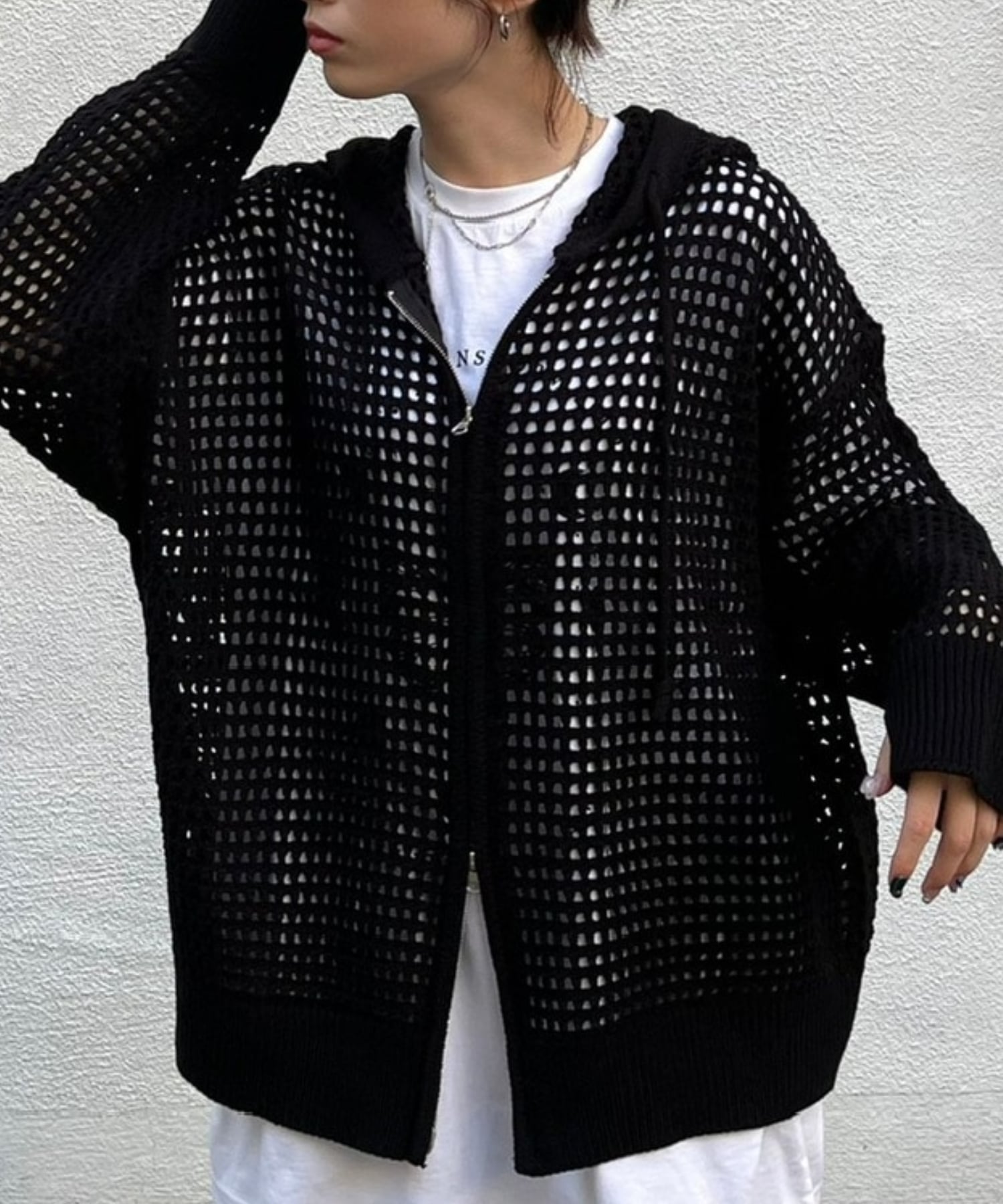 Never mind the XU / Chikashitsu+｜【Chikashitsu +】mesh zip hoodie