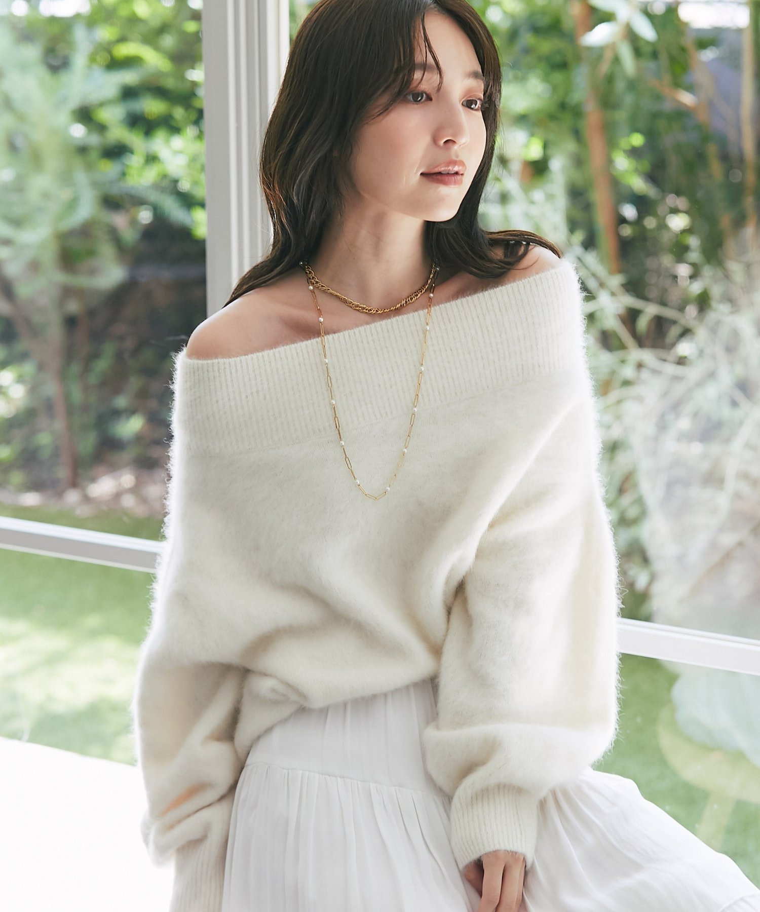 La boutique BonBon｜【今すぐお届け!】ヘアリーウールカシミア混リブ