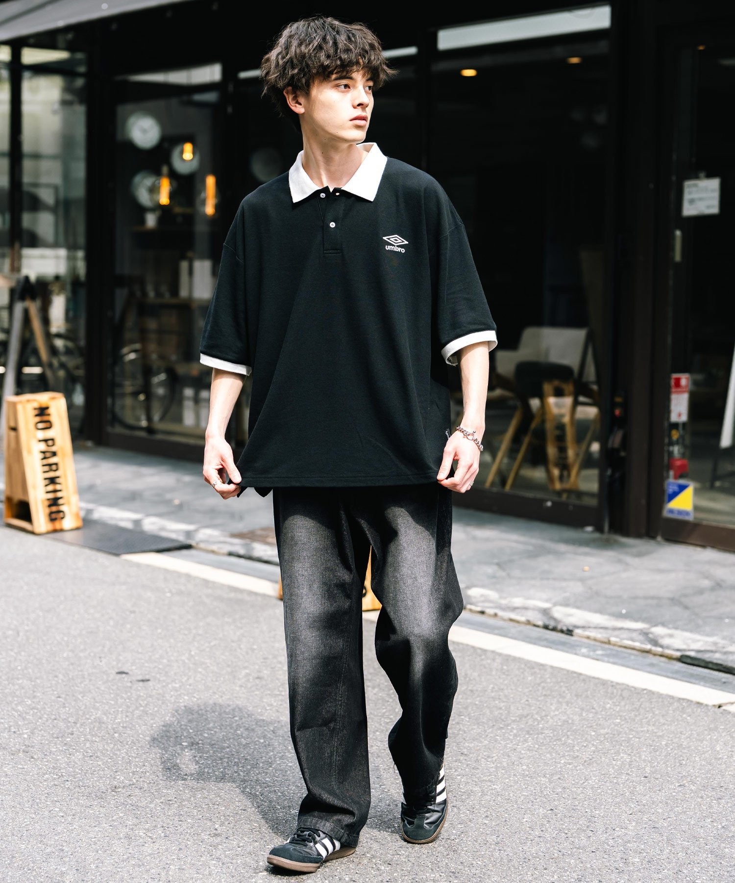 Rocky Monroe｜UMBRO 別注コラボ オーバーサイズ鹿の子刺繍ポロシャツ