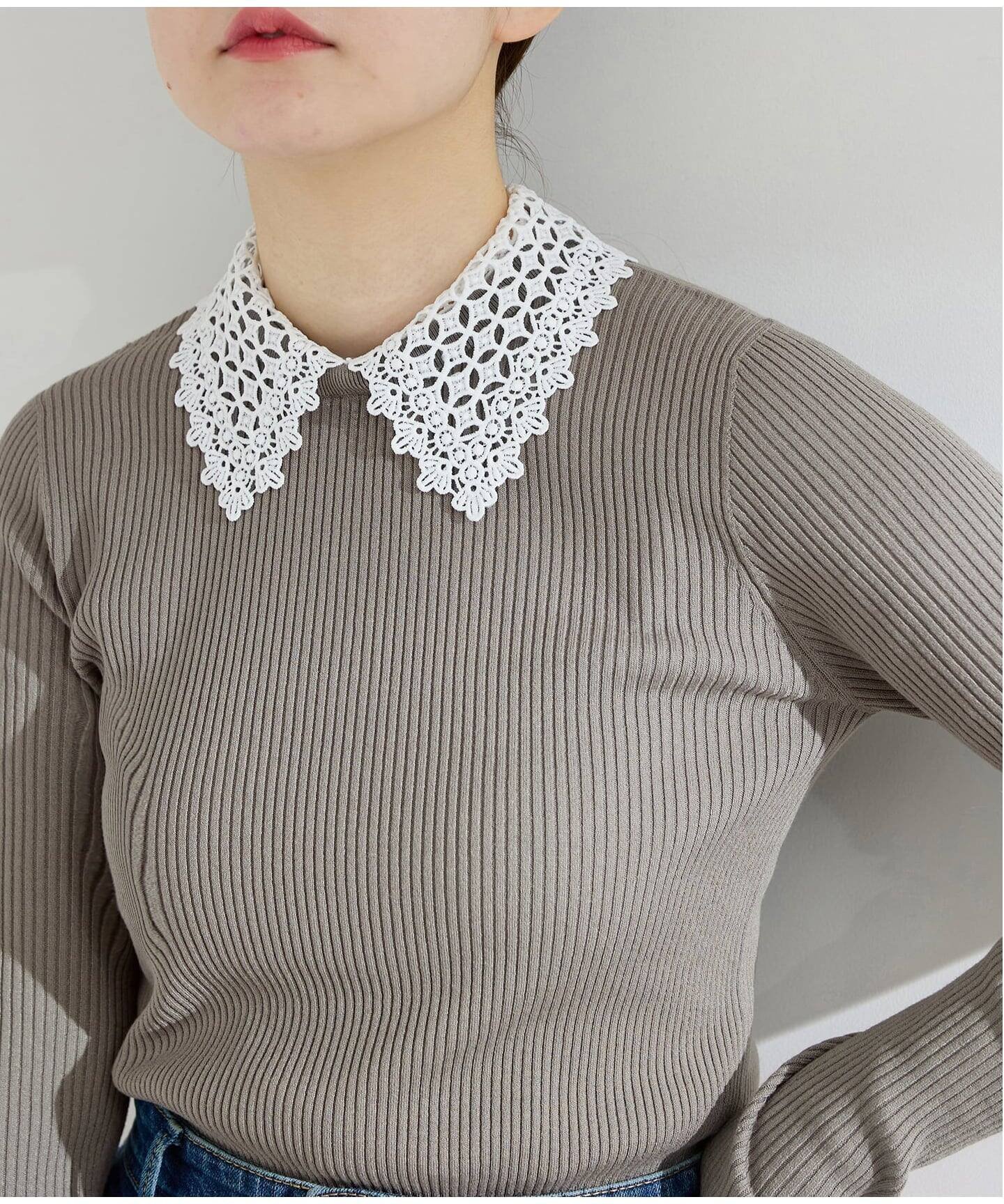 IENA｜《追加》レース襟 RIBホールガーメントプルオーバー | Rakuten