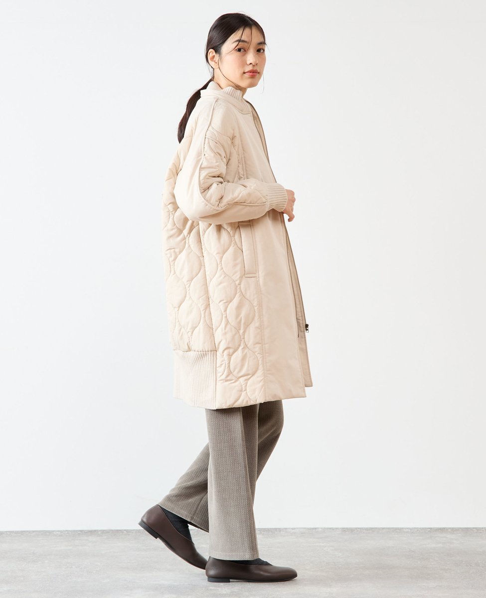 MELROSE CLAIRE｜【取り外しフード付き切替中綿キルティングコート