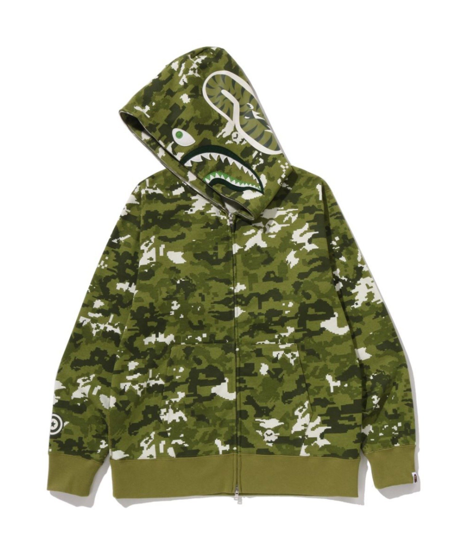 A BATHING APE｜MULTI PIXEL CAMO SHARK REGULAR FIT FULL ZIP HOODIE