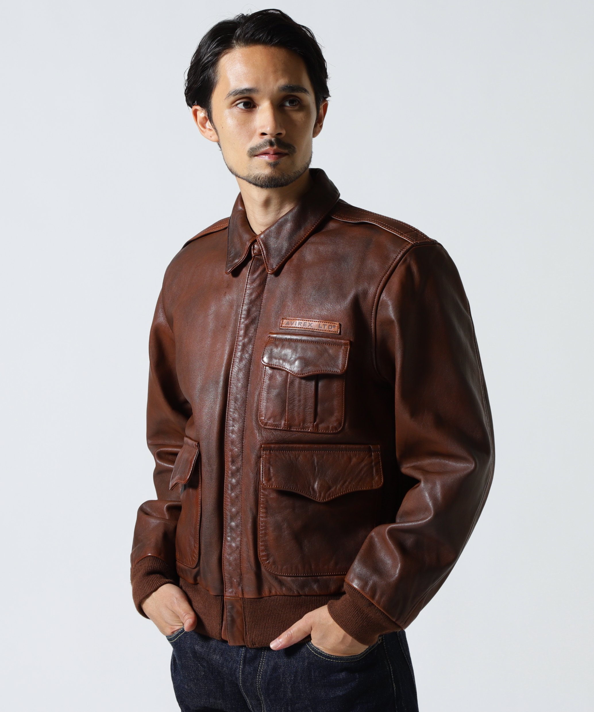 楽天市場】アヴィレックス ライダース ブラウンの通販