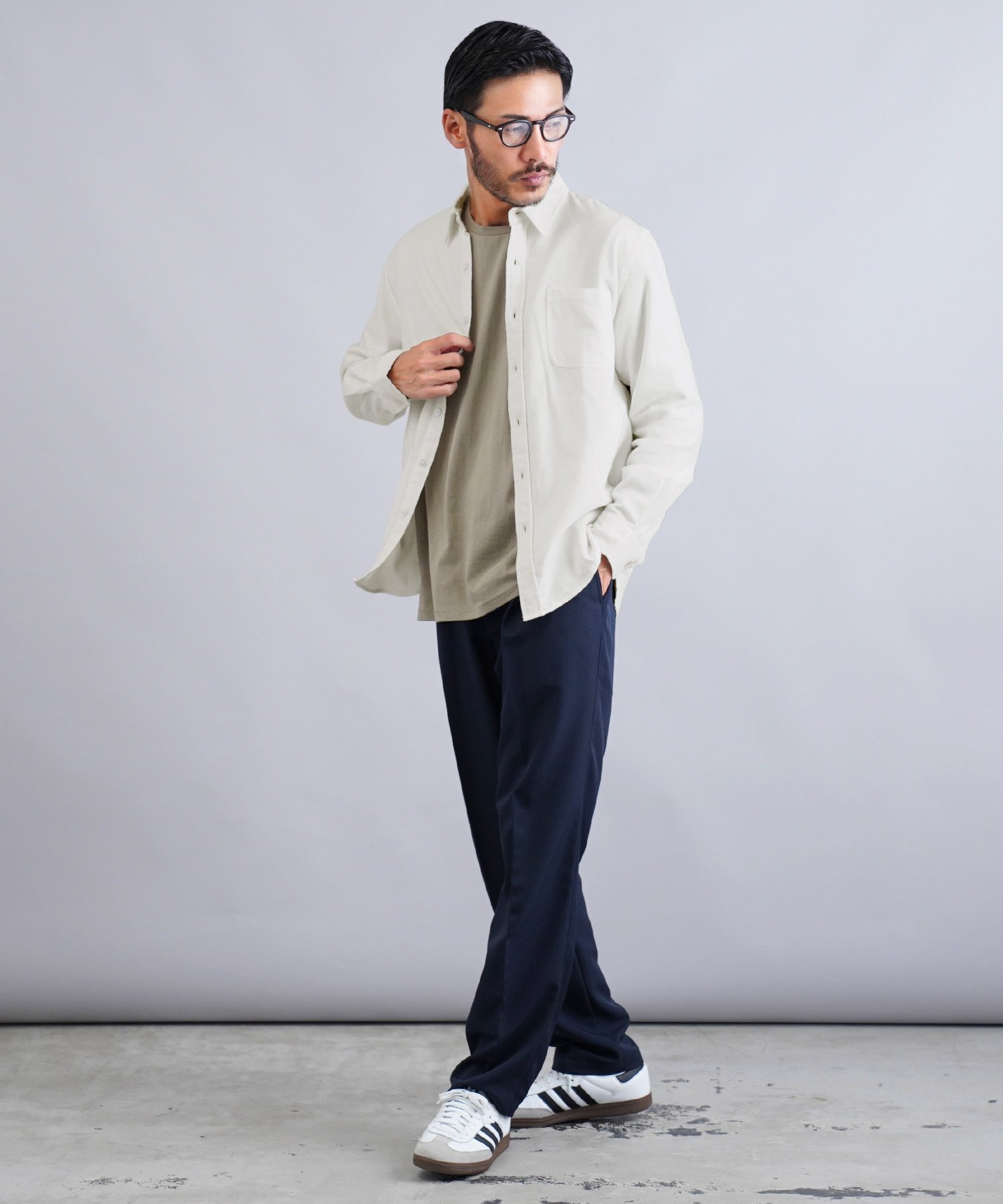 JIGGYS SHOP｜無地レギュラーカラー 長袖 フランネルシャツ 26SS