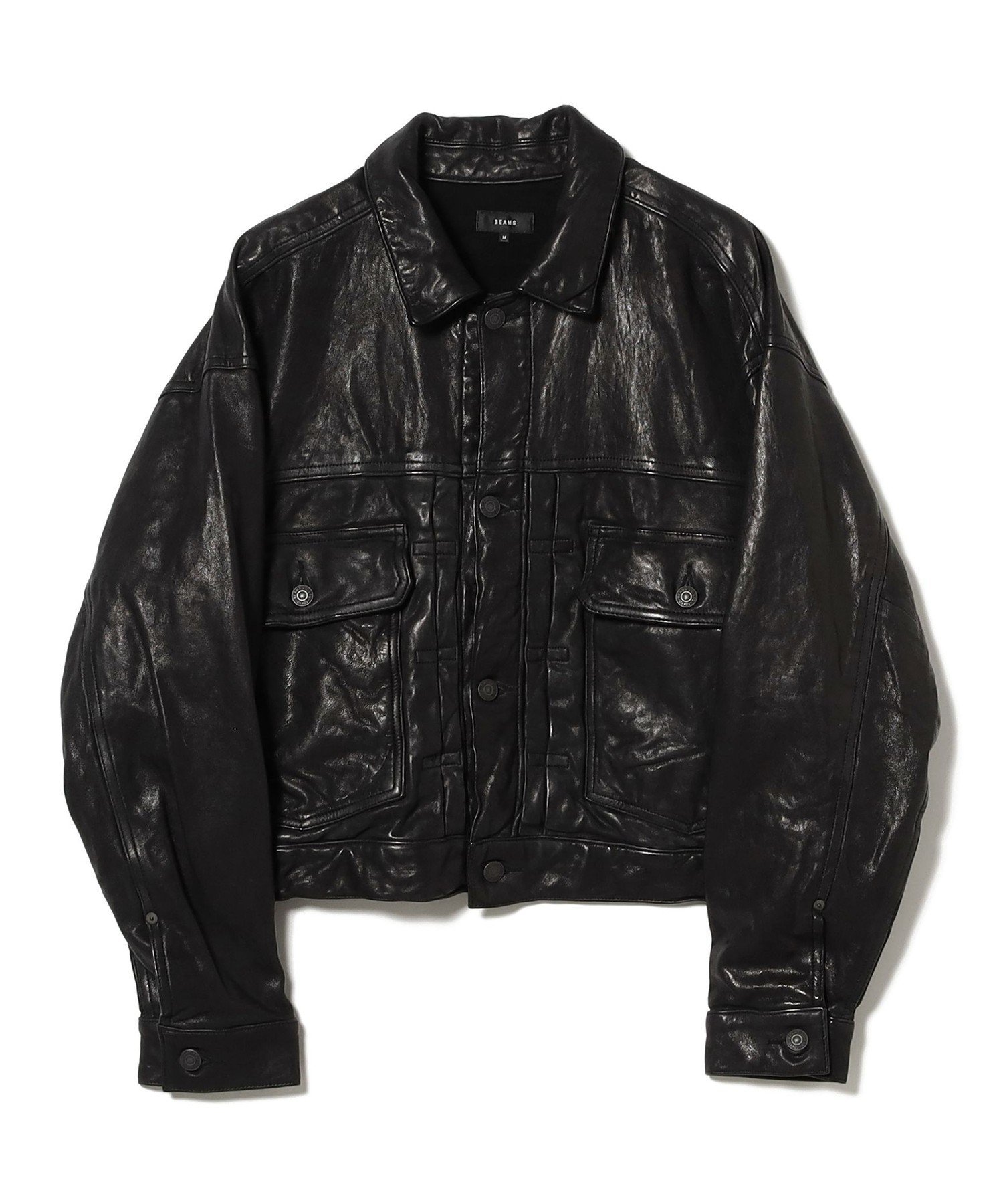 BEAMS MEN｜ワイドショートフィット シープレザー ジャケット