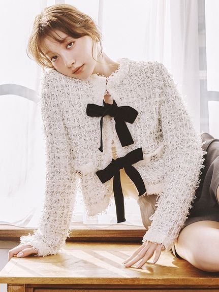 LILY BROWN｜[L.B CANDY STOCK]ビッグリボンビジューペプラムトップス