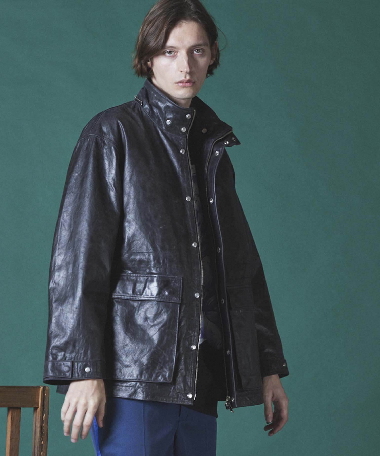 MAISON SPECIAL｜Buffalo Crack Leather Prime-Over Hood Blouson