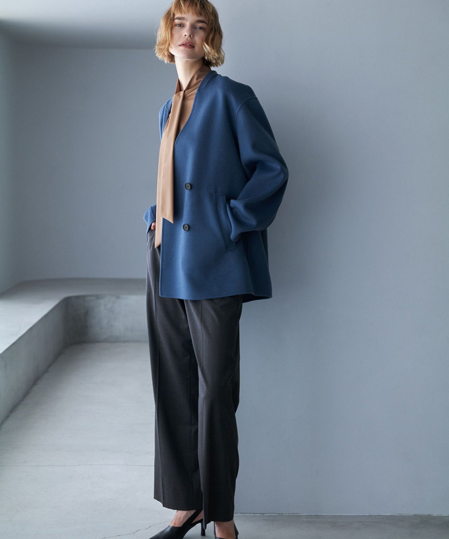 ICB｜WoolRever ノーカラーショートコート | Rakuten Fashion(楽天