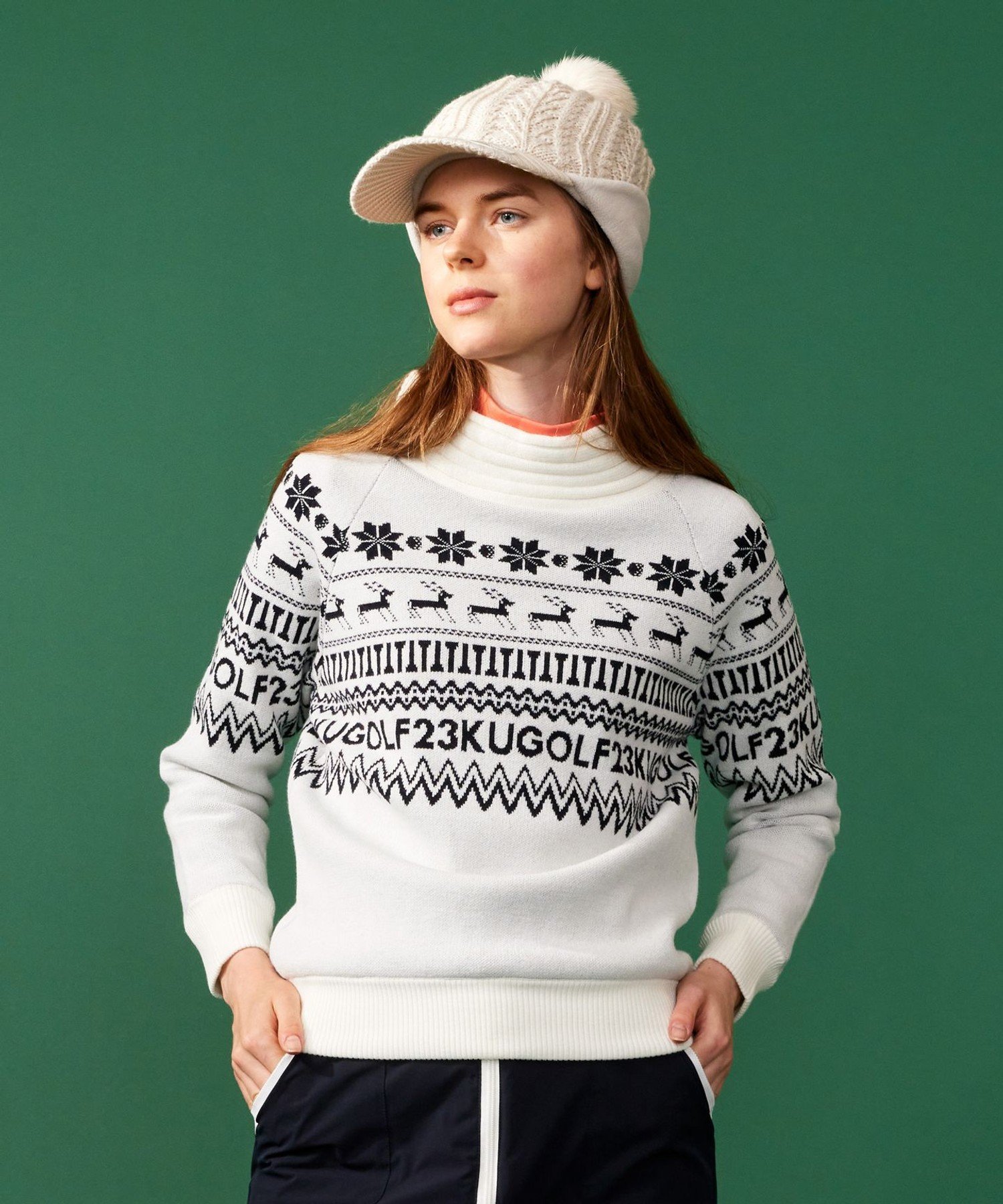 23区GOLF｜【WOMEN】【ウォッシャブル】ノルディック柄裏付き ニット