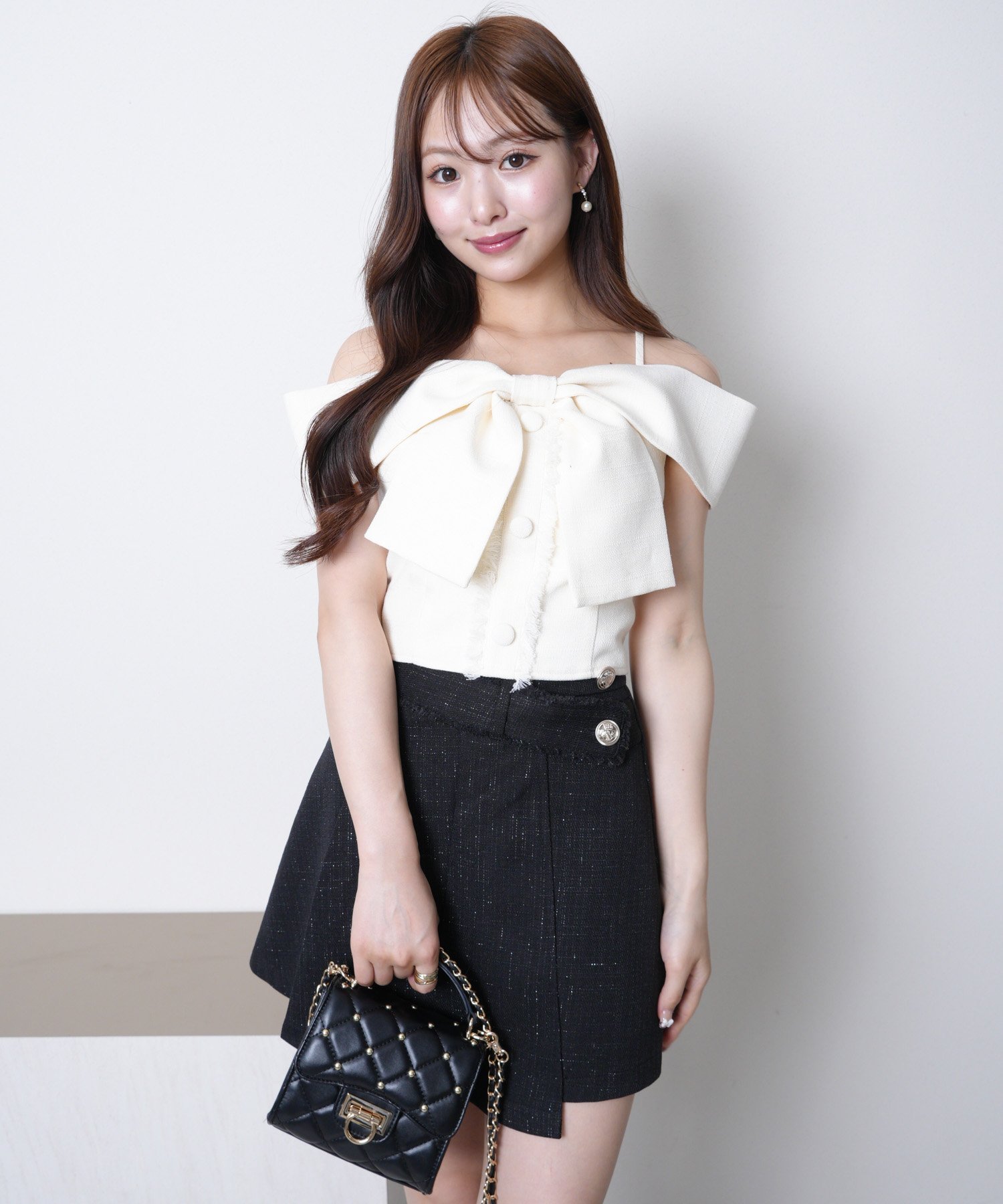 LIP SERVICE｜LIP SERVICE/(W)ツイードリボンオフショルトップス