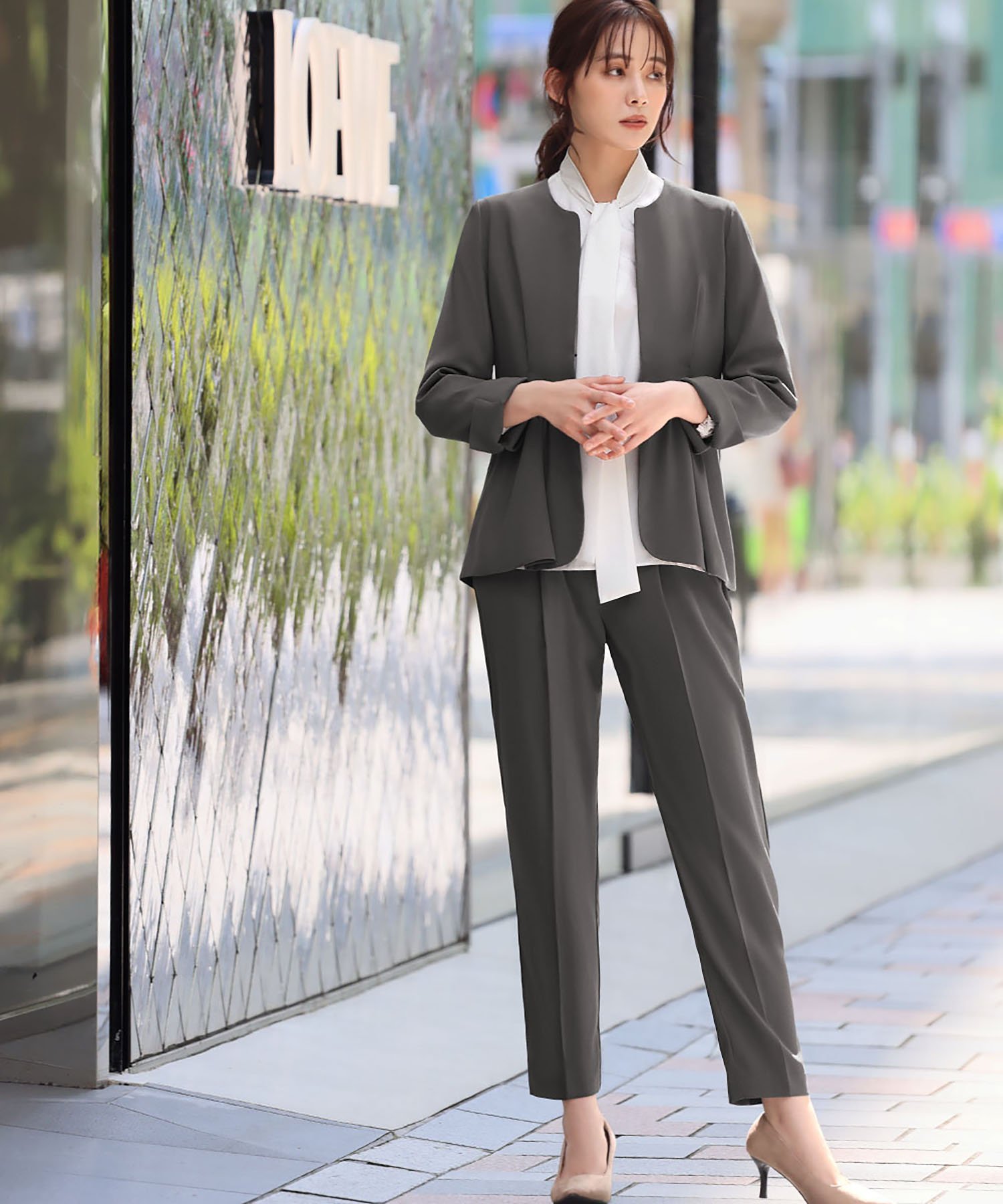 RIVER FIELD & Co.｜【3点セット】ノーカラージャケット・ブラウス