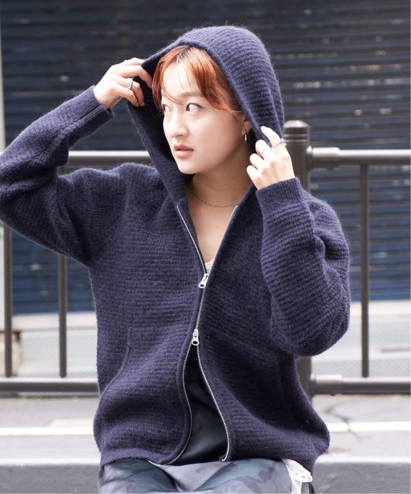 417 EDIFICE｜PULP / モヘヤブレンドニット ジップアップフード