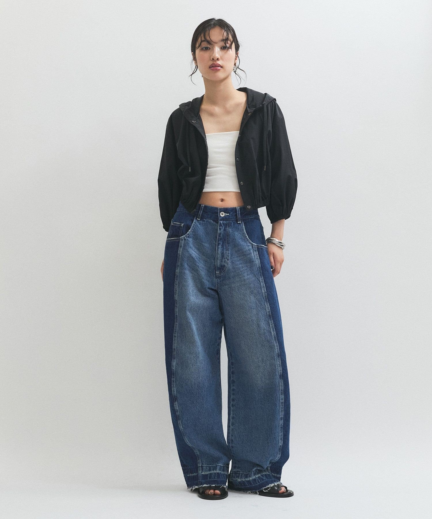 ADAM ET ROPE'｜【サステナブル】リメイクライクコントラストデニム