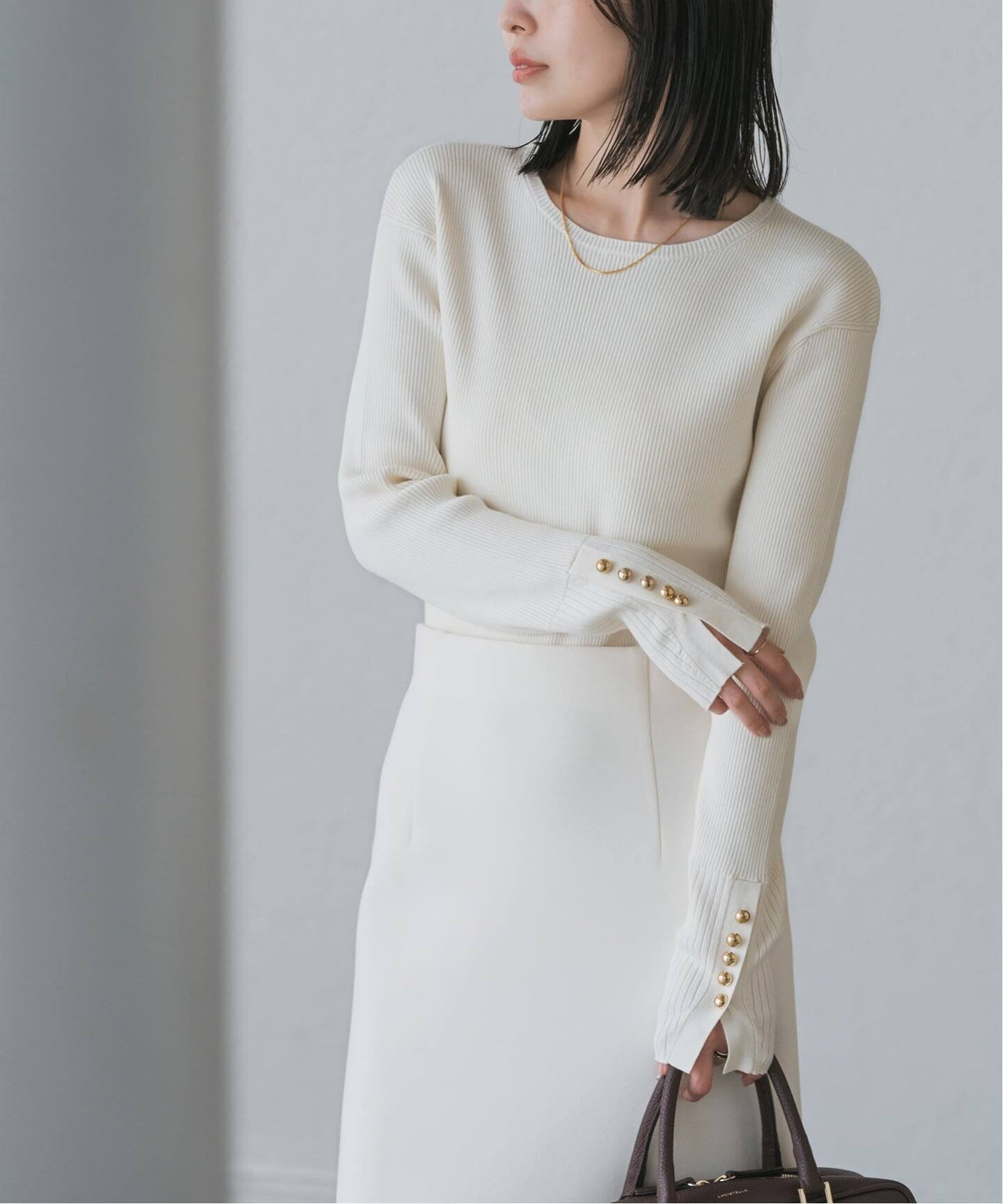 NOBLE｜《WEB&日本橋店限定・追加》ボタンディテールタイトリブニット