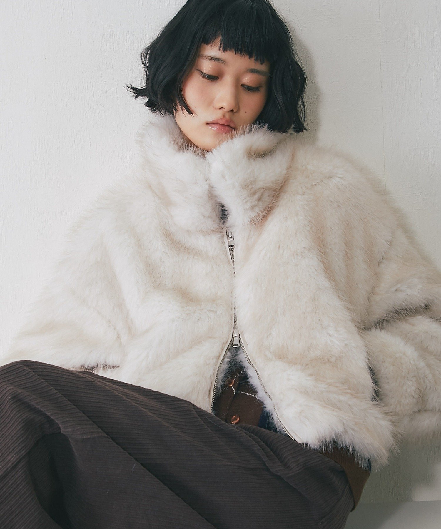 SMILE ORCHID｜ミックスファーショート丈ジャケット | Rakuten Fashion