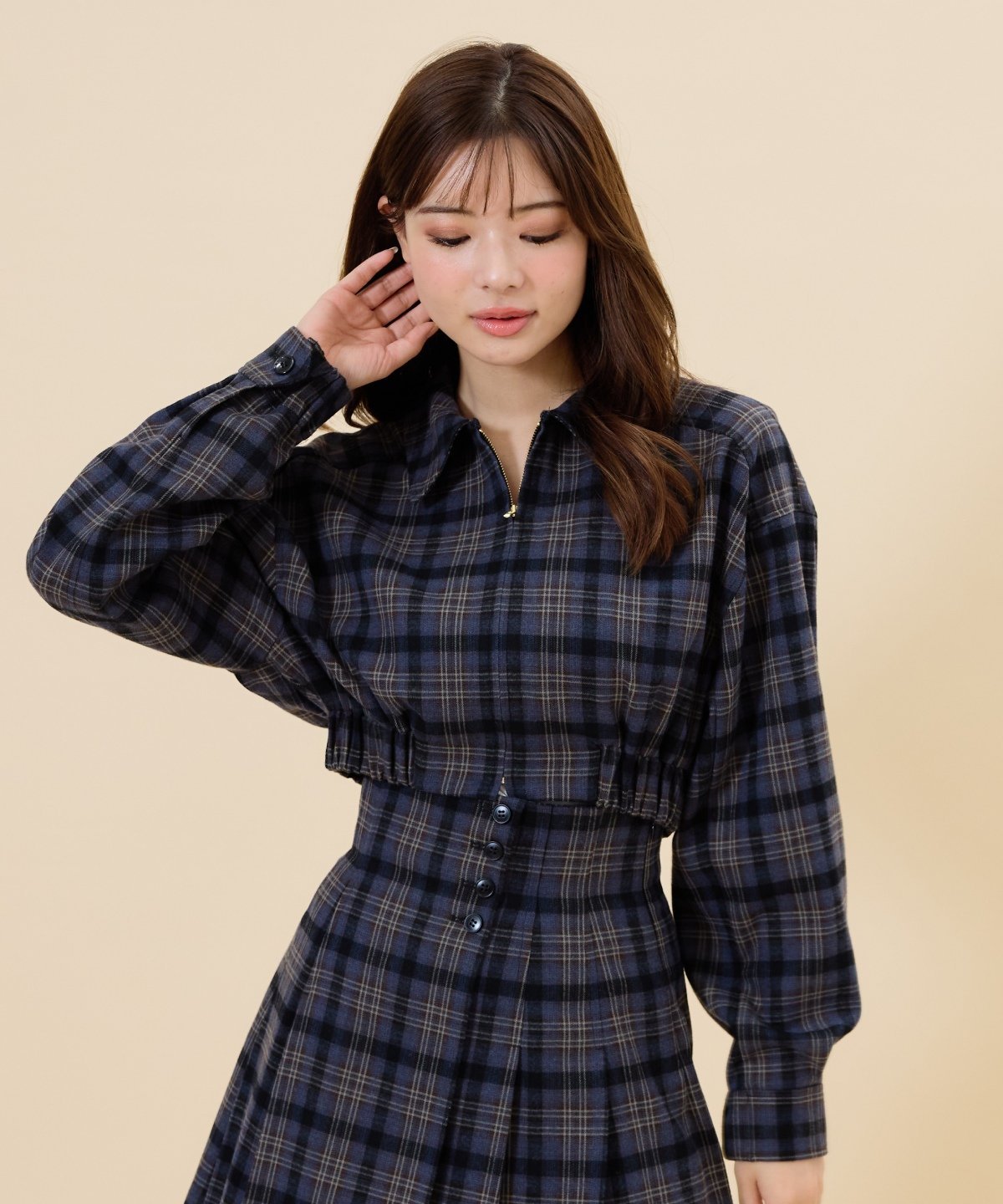 REDYAZEL｜【セットアップ可能】フロントジップチェックショート