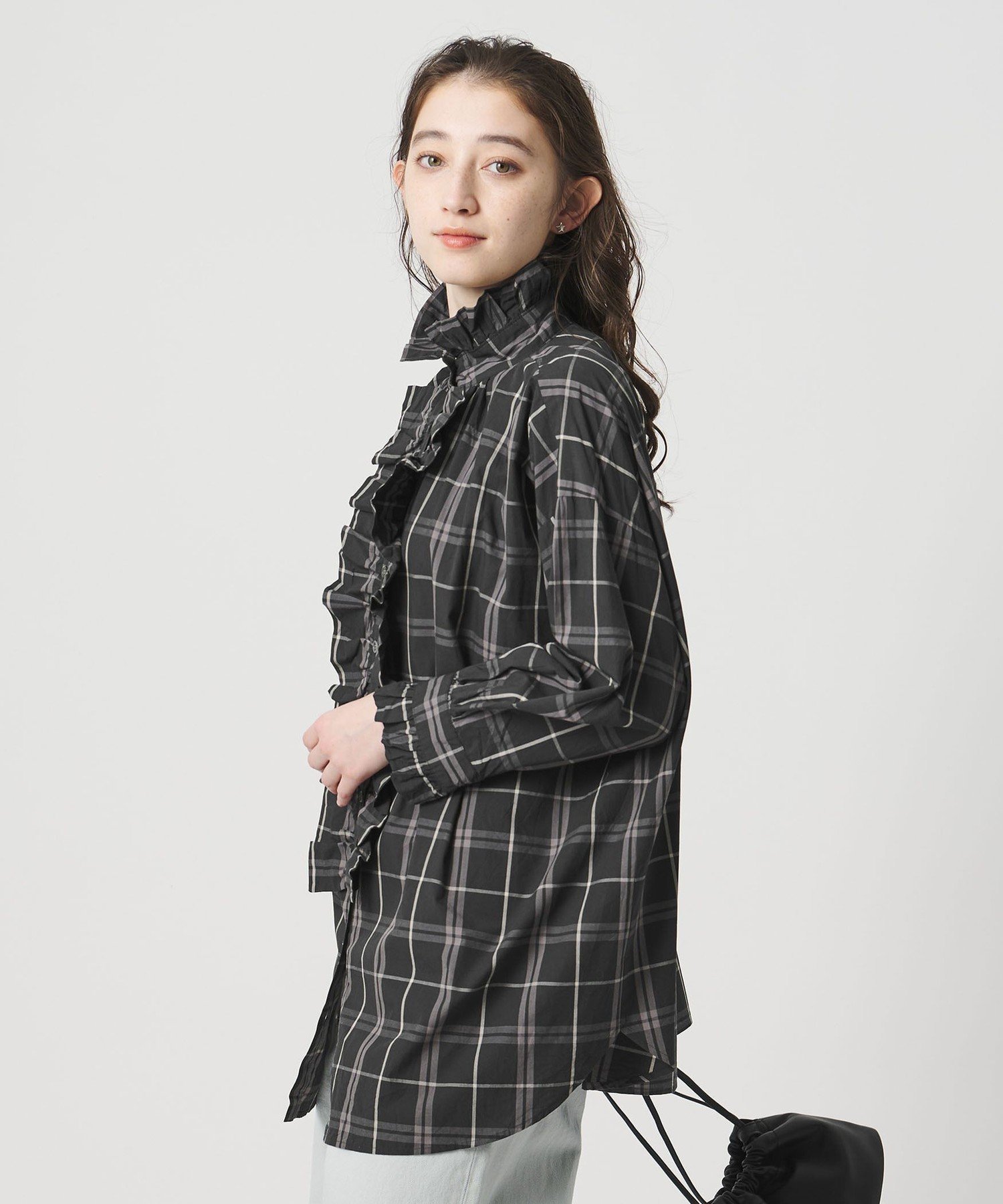 ユナイテッドアローズ別注 ダリア dahl'ia フリルチェックブラウス 別注】＜dahl'ia＞チェック フリルブラウス