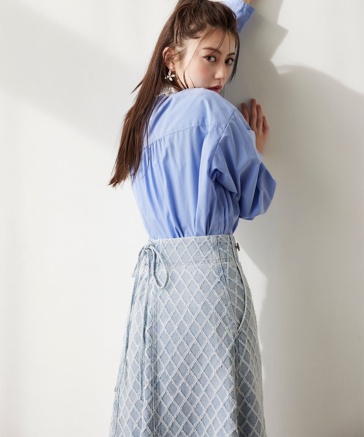 VIS｜バックレースアップフレアデニムスカート/イージーケア | Rakuten